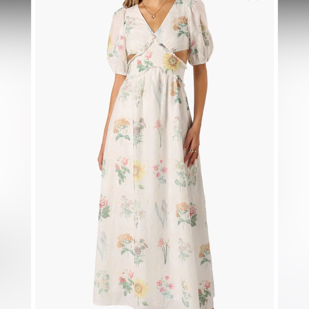 Jemima Puff Shoulder Floral Eyelet Maxi Dress - Petal and Pup
